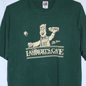 Lamberts Café T-Shirt 3XL Sikeston Ozark MO Green Fruit Loom Single Stitch VTG